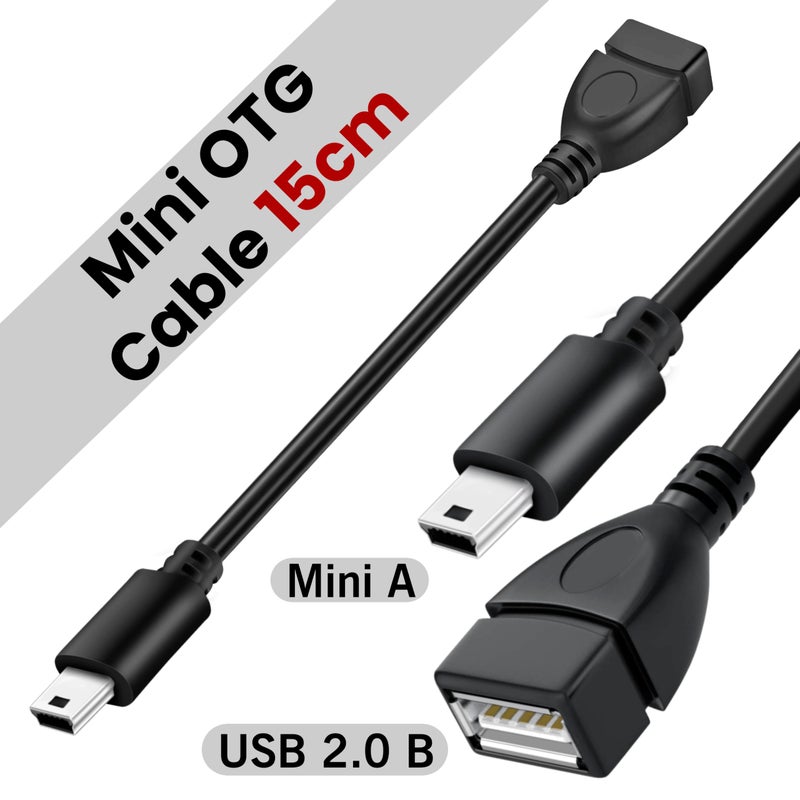 SaiTech IT Mini USB OTG Cable for Digital Cameras - USB A Female to Mini USB B 5 Pin Male Adapter Cable - Image 2